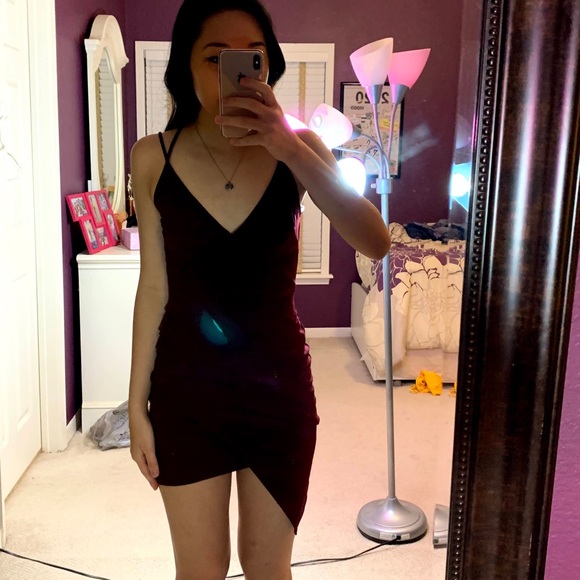 Maroon Tight Mini Dress - Picture 2 of 2